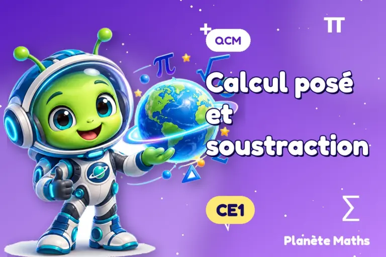 QCM de maths en CE1 : Calcul posé et soustraction — Zyro, l’explorateur de Planète Maths