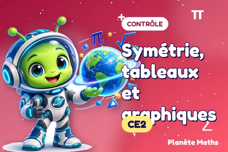 Contrôles de maths en CE2 : Symétrie, tableaux et graphiques — Zyro, l’explorateur de Planète Maths