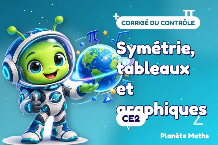 Corrigés de contrôles de maths en CE2 : Symétrie, tableaux et graphiques — Zyro, l’explorateur de Planète Maths