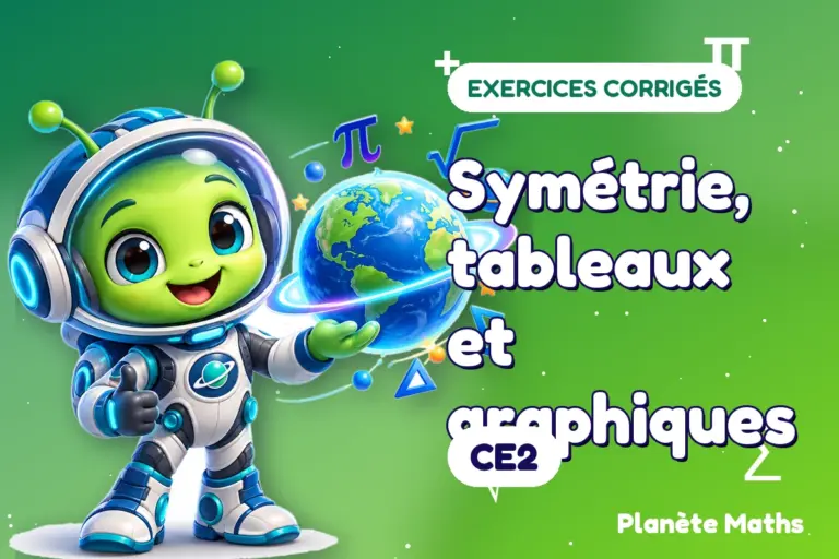 Exercices corrigés de maths en CE2 : Symétrie, tableaux et graphiques — Zyro, l’explorateur de Planète Maths