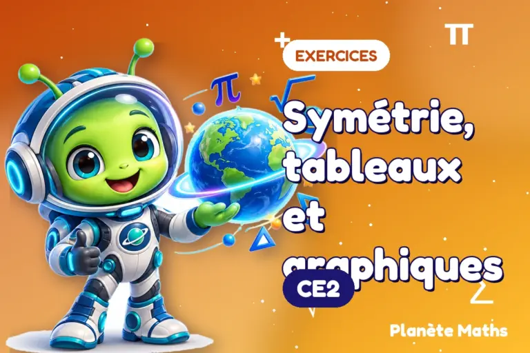 Exercices de maths en CE2 : Symétrie, tableaux et graphiques — Zyro, l’explorateur de Planète Maths
