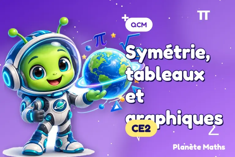 QCM de maths en CE2 : Symétrie, tableaux et graphiques — Zyro, l’explorateur de Planète Maths