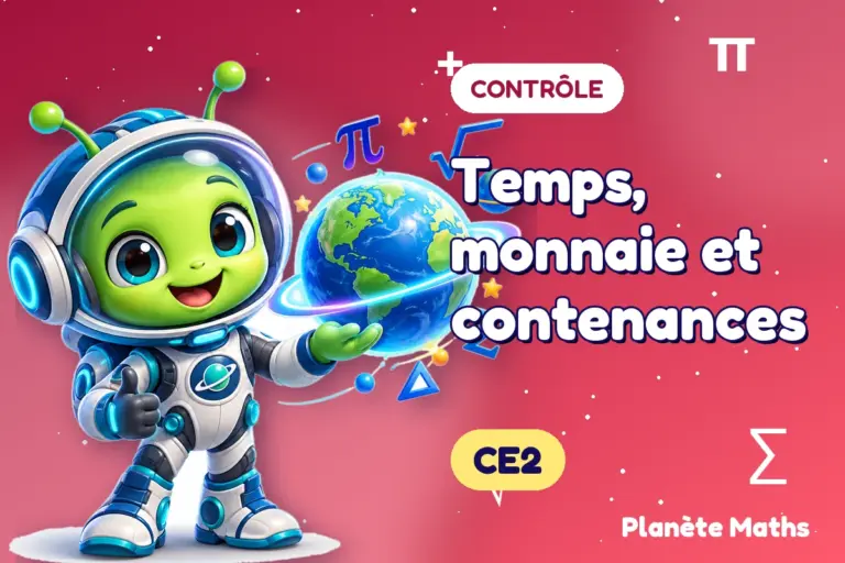 Contrôles de maths en CE2 : Temps, monnaie et contenances — Zyro, l’explorateur de Planète Maths