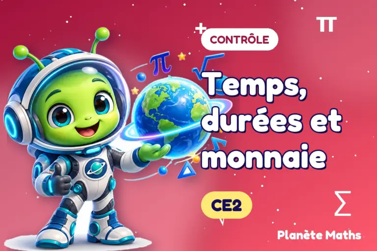 Contrôles de maths en CE2 : Temps, durées et monnaie — Zyro, l’explorateur de Planète Maths