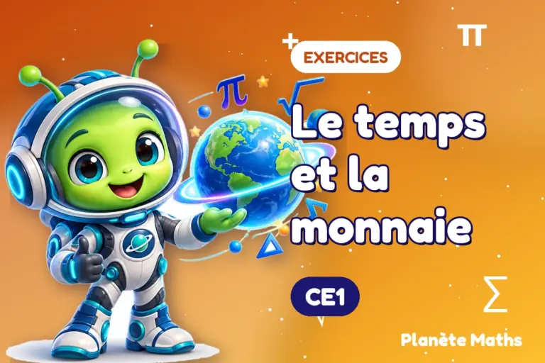 Exercices de maths en CE1 : Le temps et la monnaie — Zyro, l’explorateur de Planète Maths