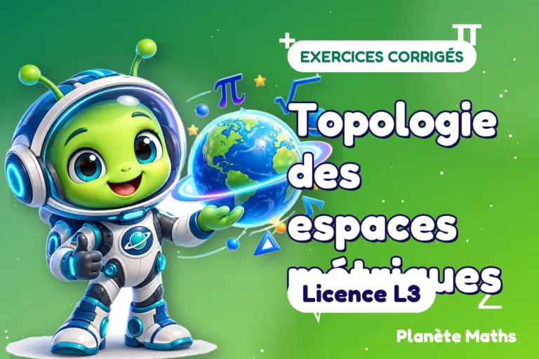 Exercices corrigés de maths en Licence L3 : Topologie des espaces métriques — Zyro, l’explorateur de Planète Maths