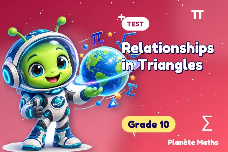 Math tests Grade 10 : Relationships in Triangles — Zyro the alien explorer of Planète Maths