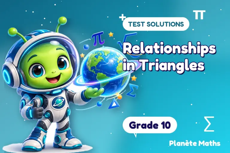 Test solutions Grade 10 : Relationships in Triangles — Zyro the alien explorer of Planète Maths