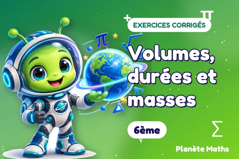 Exercices corrigés de maths en 6ème : Volumes, durées et masses — Zyro, l’explorateur de Planète Maths