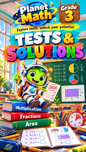Cover of the Tests & Solutions Grade 3 PDF book, Planet Math
