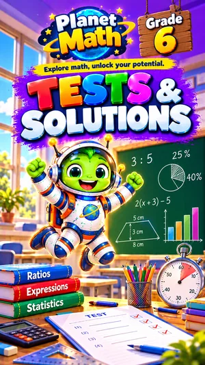 Cover of the Tests & Solutions Grade 6 PDF book, Planet Math