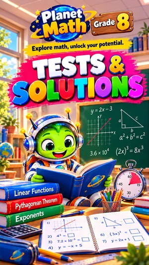 Cover of the Tests & Solutions Grade 8 PDF book, Planet Math