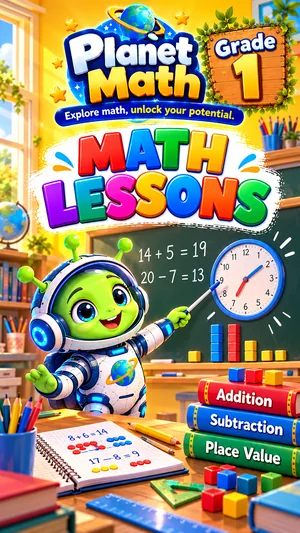 Cover of the Math Lessons Grade 1 PDF book, Planet Math