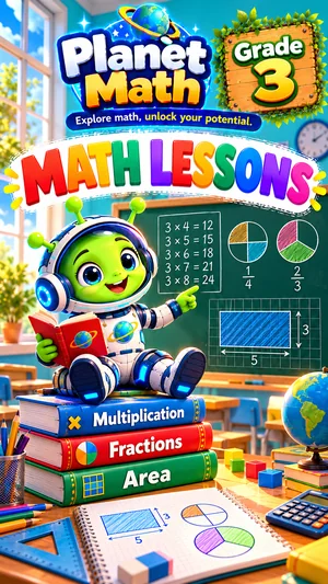 Cover of the Math Lessons Grade 3 PDF book, Planet Math