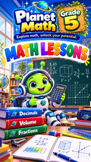 Cover of the Math Lessons Grade 5 PDF book, Planet Math
