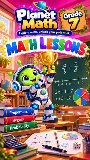 Cover of the Math Lessons Grade 7 PDF book, Planet Math