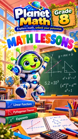 Cover of the Math Lessons Grade 8 PDF book, Planet Math