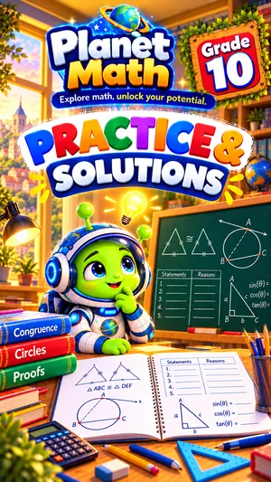 Cover of the Practice & Solutions Grade 10 PDF book, Planet Math