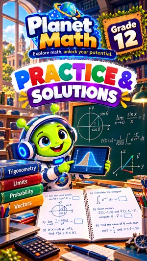 Cover of the Practice & Solutions Grade 12 PDF book, Planet Math