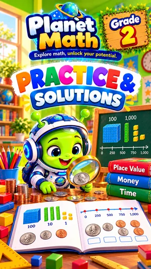 Cover of the Practice & Solutions Grade 2 PDF book, Planet Math