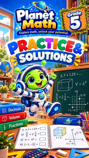 Cover of the Practice & Solutions Grade 5 PDF book, Planet Math