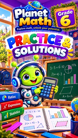 Cover of the Practice & Solutions Grade 6 PDF book, Planet Math