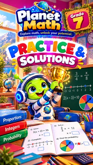 Cover of the Practice & Solutions Grade 7 PDF book, Planet Math