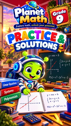 Cover of the Practice & Solutions Grade 9 PDF book, Planet Math