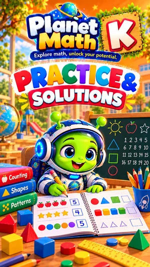 Cover of the Practice & Solutions Kindergarten PDF book, Planet Math