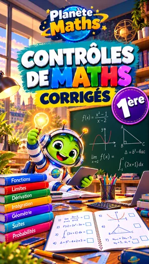 Jaquette du livre PDF Contrôles corrigés de maths 1ère, Planète Maths