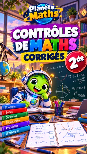 Jaquette du livre PDF Contrôles corrigés de maths 2de, Planète Maths