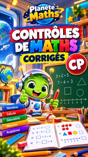 Jaquette du livre PDF Contrôles corrigés de maths CP, Planète Maths