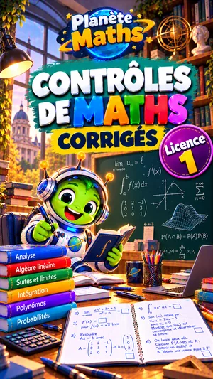 Jaquette du livre PDF Contrôles corrigés de maths Licence L1, Planète Maths