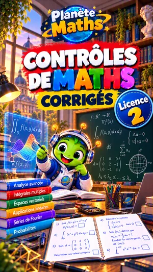 Jaquette du livre PDF Contrôles corrigés de maths Licence L2, Planète Maths