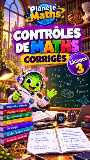 Jaquette du livre PDF Contrôles corrigés de maths Licence L3, Planète Maths