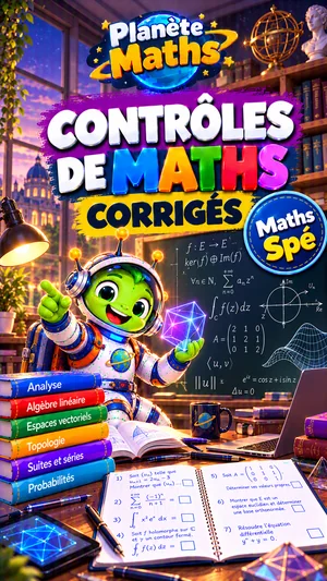 Jaquette du livre PDF Contrôles corrigés de maths Maths Spé, Planète Maths