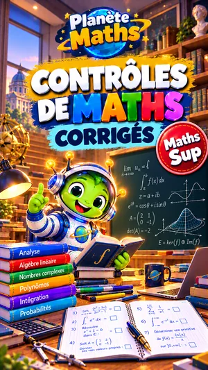 Jaquette du livre PDF Contrôles corrigés de maths Maths Sup, Planète Maths