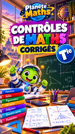 Jaquette du livre PDF Contrôles corrigés de maths Terminale, Planète Maths