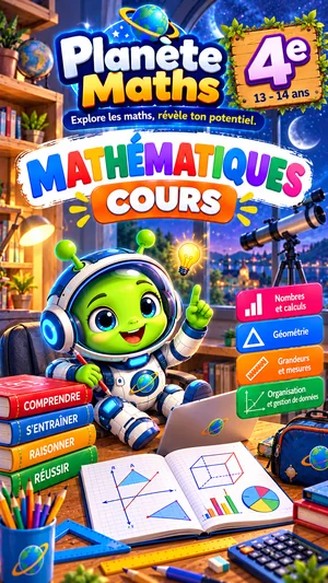 Jaquette du livre PDF Cours de maths 4ème, Planète Maths