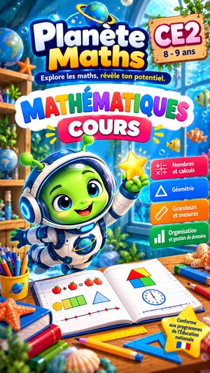 Jaquette du livre PDF Cours de maths CE2, Planète Maths