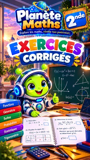 Jaquette du livre PDF Exercices corrigés de maths 2de, Planète Maths