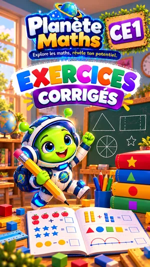 Jaquette du livre PDF Exercices corrigés de maths CE1, Planète Maths