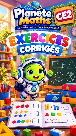 Jaquette du livre PDF Exercices corrigés de maths CE2, Planète Maths