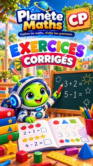 Jaquette du livre PDF Exercices corrigés de maths CP, Planète Maths