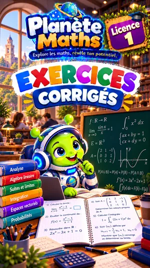 Jaquette du livre PDF Exercices corrigés de maths Licence L1, Planète Maths