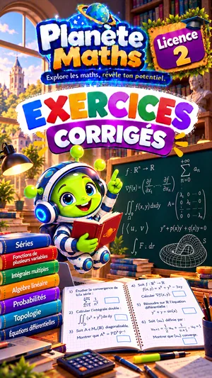 Jaquette du livre PDF Exercices corrigés de maths Licence L2, Planète Maths