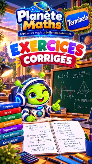 Jaquette du livre PDF Exercices corrigés de maths Terminale, Planète Maths